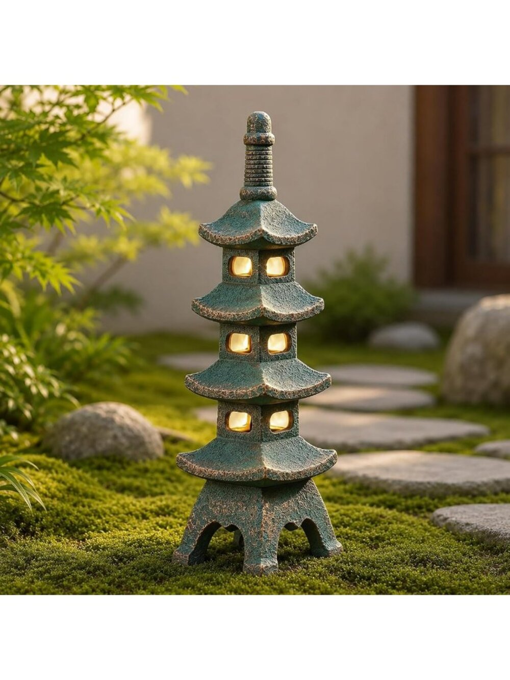 Solar Pagoda Garden Statues - Multi-Layer Outdoor Zen Decor for Tranquil Spaces